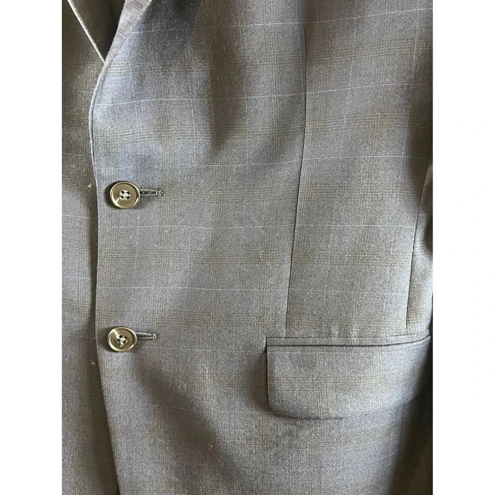 JOS A BANK TRAVELER Mens Wool Blazer Sport Coat Navy Blue‎ Plaid Size 40S